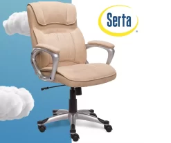 Fawn Tan Linen Executive Office Chair -Chic Furniture Shop 810513549