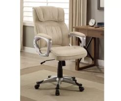 Fawn Tan Linen Executive Office Chair -Chic Furniture Shop 810513549 3