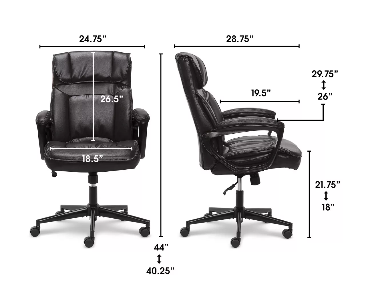 Hannah Black Bonded Leather Office Chair 20 Hannah Black Bonded Leather Office Chair - Image 20