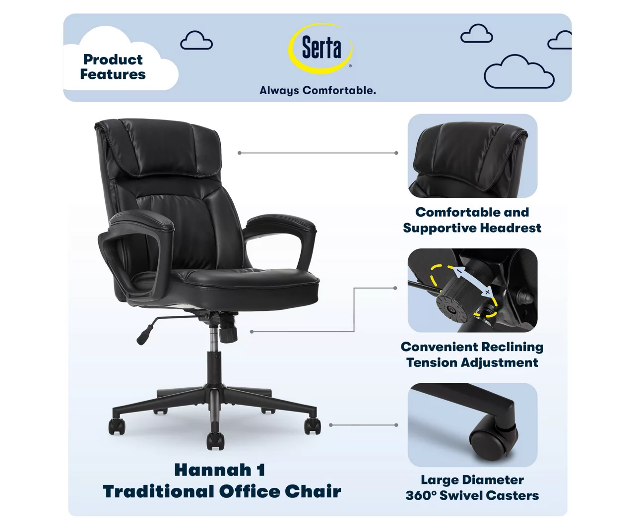 Hannah Black Bonded Leather Office Chair 6 Hannah Black Bonded Leather Office Chair - Image 6