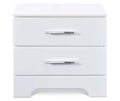 White Hudson 2-Drawer Wood Nightstand