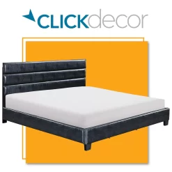 Black Channel Tufted King Upholstered Bed Frame -Chic Furniture Shop 810513588