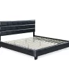 Black Channel Tufted King Upholstered Bed Frame