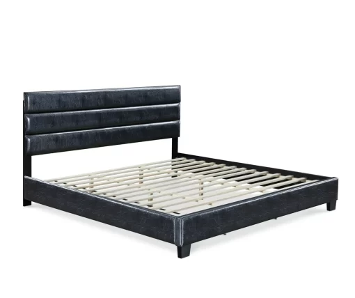 Black Channel Tufted King Upholstered Bed Frame -Chic Furniture Shop 810513588 3