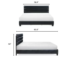 Black Channel Tufted King Upholstered Bed Frame -Chic Furniture Shop 810513588 6