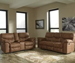 Boxberg Bark Faux Leather Reclining Console Loveseat -Chic Furniture Shop 810519664 810519667
