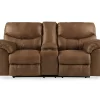 Boxberg Bark Faux Leather Reclining Console Loveseat
