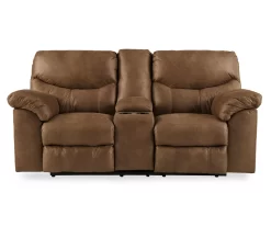 Boxberg Bark Faux Leather Reclining Console Loveseat