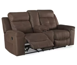 Jesolo Coffee Brown Reclining Console Loveseat -Chic Furniture Shop 810519673 1