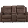 Jesolo Coffee Brown Reclining Console Loveseat
