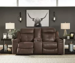 Jesolo Coffee Brown Reclining Console Loveseat -Chic Furniture Shop 810519673 2
