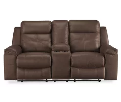 Jesolo Coffee Brown Reclining Console Loveseat