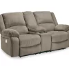 Draycoll Pewter Power Reclining Console Loveseat