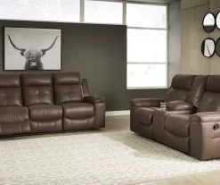 Jesolo Coffee Brown Reclining Console Loveseat -Chic Furniture Shop 810519726 810519673 1 1