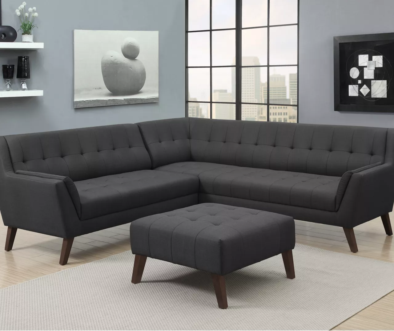 Jasper Charcoal Pebble Square Ottoman 2 Jasper Charcoal Pebble Square Ottoman - Image 2