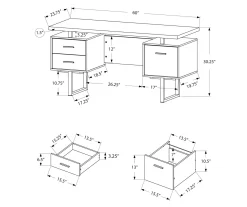 60" Cherry Woodgrain & Black Floating Desk -Chic Furniture Shop 810527325 5