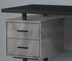 60" Concrete Gray & Black Floating Desk -Chic Furniture Shop 810527329 3