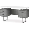 60" Concrete Gray & White Floating Desk