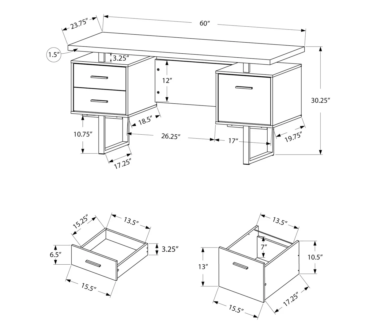 60" Concrete Gray & White Floating Desk 5 60" Concrete Gray & White Floating Desk - Image 5