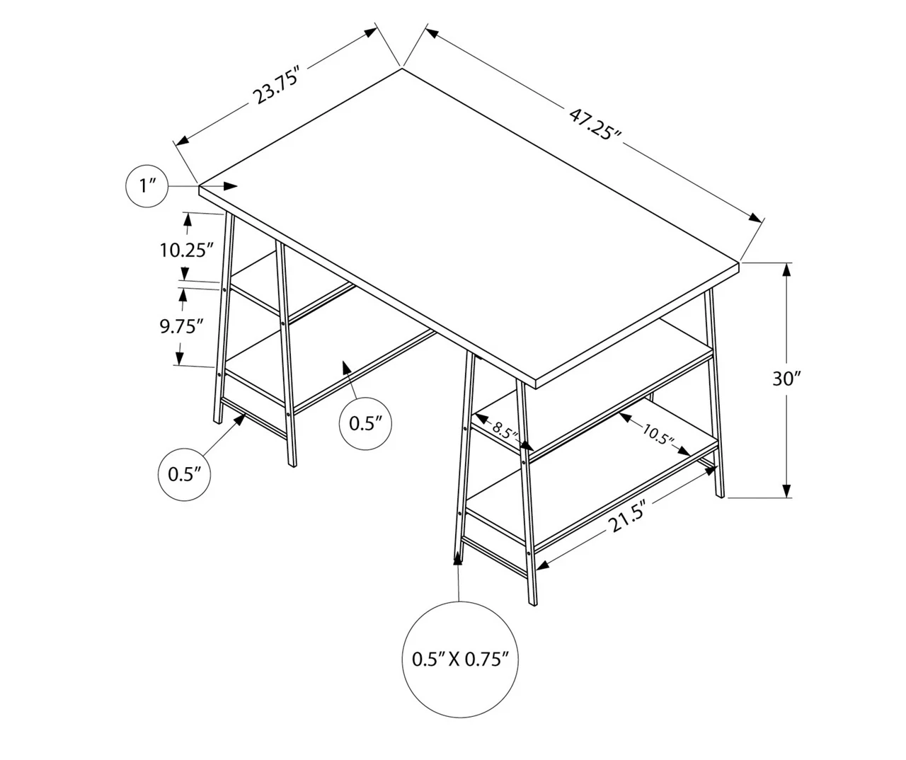 Monarch Metal 3 Tier Computer Desk 16 Monarch Metal 3 Tier Computer Desk - Image 16
