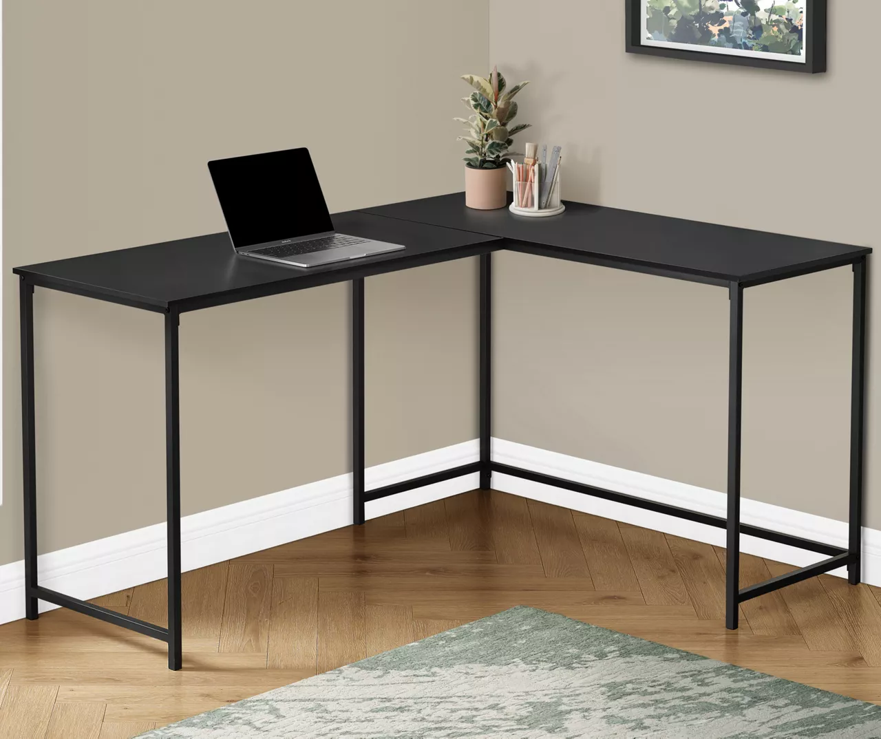 Black Metal L-Shaped Corner Desk 2 Black Metal L-Shaped Corner Desk - Image 2