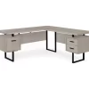 Taupe & Black 3-Drawer L-Shaped Corner Desk