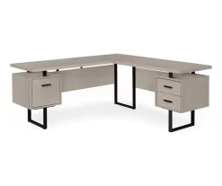 Taupe & Black 3-Drawer L-Shaped Corner Desk