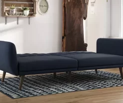 Brittany Navy Blue Linen Convertible Sleeper Futon -Chic Furniture Shop 810535269 3