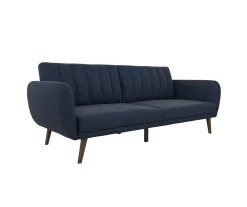 Brittany Navy Blue Linen Convertible Sleeper Futon -Chic Furniture Shop 810535269 4