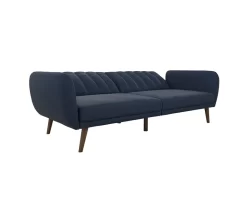 Brittany Navy Blue Linen Convertible Sleeper Futon -Chic Furniture Shop 810535269 5