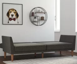 Regal Gray Linen Convertible Sleeper Futon -Chic Furniture Shop 810535613 2