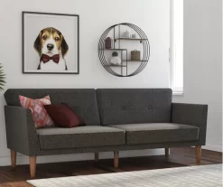 Regal Gray Linen Convertible Sleeper Futon -Chic Furniture Shop 810535613 3