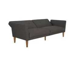 Regal Gray Linen Convertible Sleeper Futon -Chic Furniture Shop 810535613 6