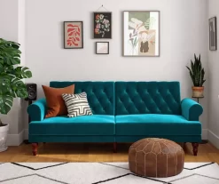 Cassidy Green Velvet Convertible Sleeper Futon -Chic Furniture Shop 810535627 3