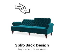 Cassidy Green Velvet Convertible Sleeper Futon -Chic Furniture Shop 810535627 6