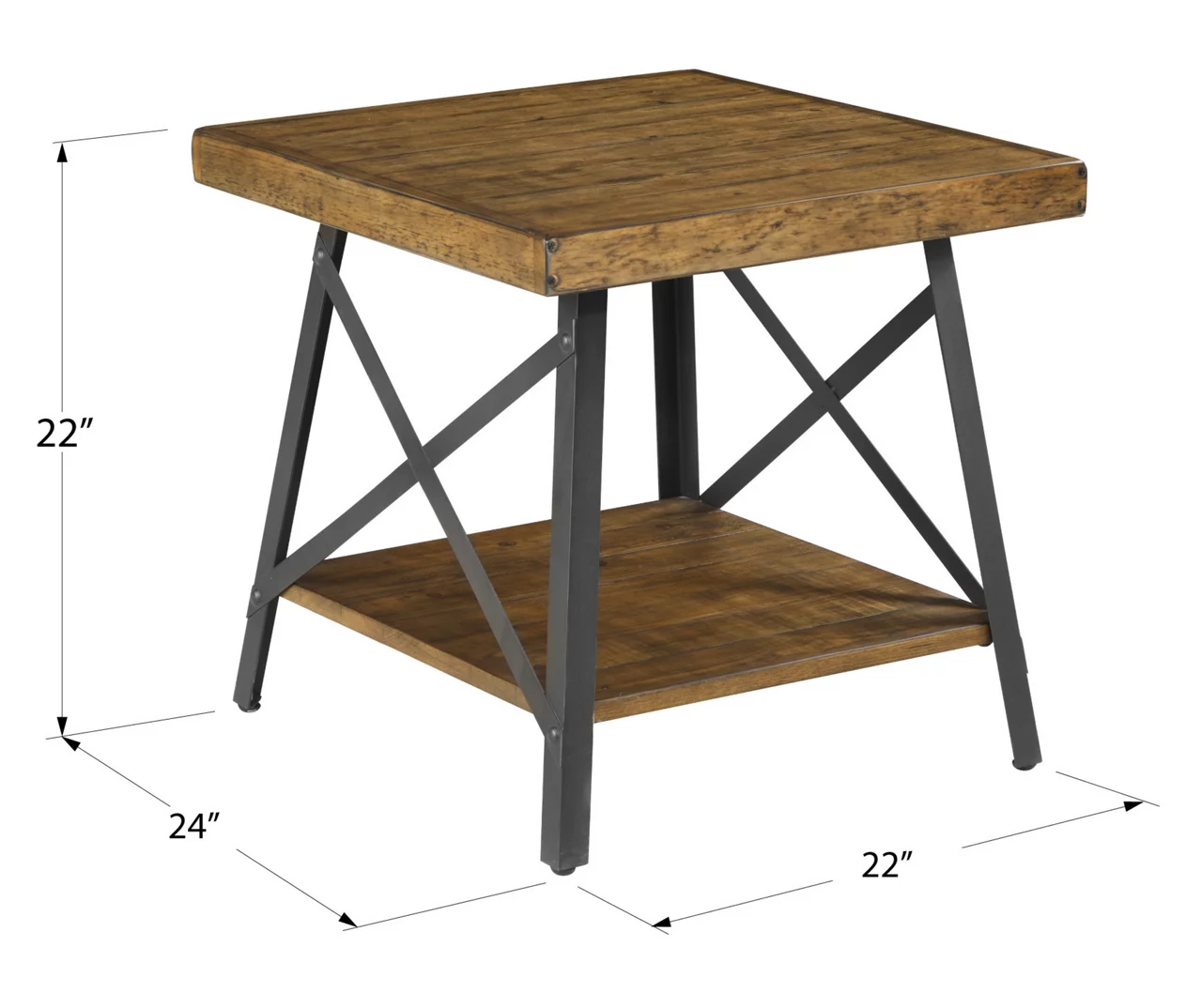 Pomona Pine Brown & Steel Gray 24" Wood Open-Shelf End Table 12 Pomona Pine Brown & Steel Gray 24" Wood Open-Shelf End Table - Image 12