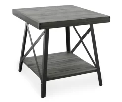 Pomona Gray & Steel Gray 24" Wood Open-Shelf End Table