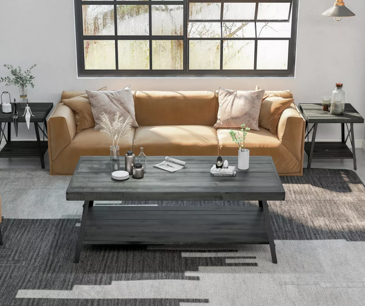 Pomona Gray & Steel Gray 24" Wood Open-Shelf End Table 5 Pomona Gray & Steel Gray 24" Wood Open-Shelf End Table - Image 5