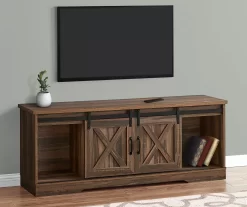 60" Reclaimed Brown Wood Look Sliding Barn Door TV Stand -Chic Furniture Shop 810535764 1