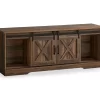 60" Reclaimed Brown Wood Look Sliding Barn Door TV Stand