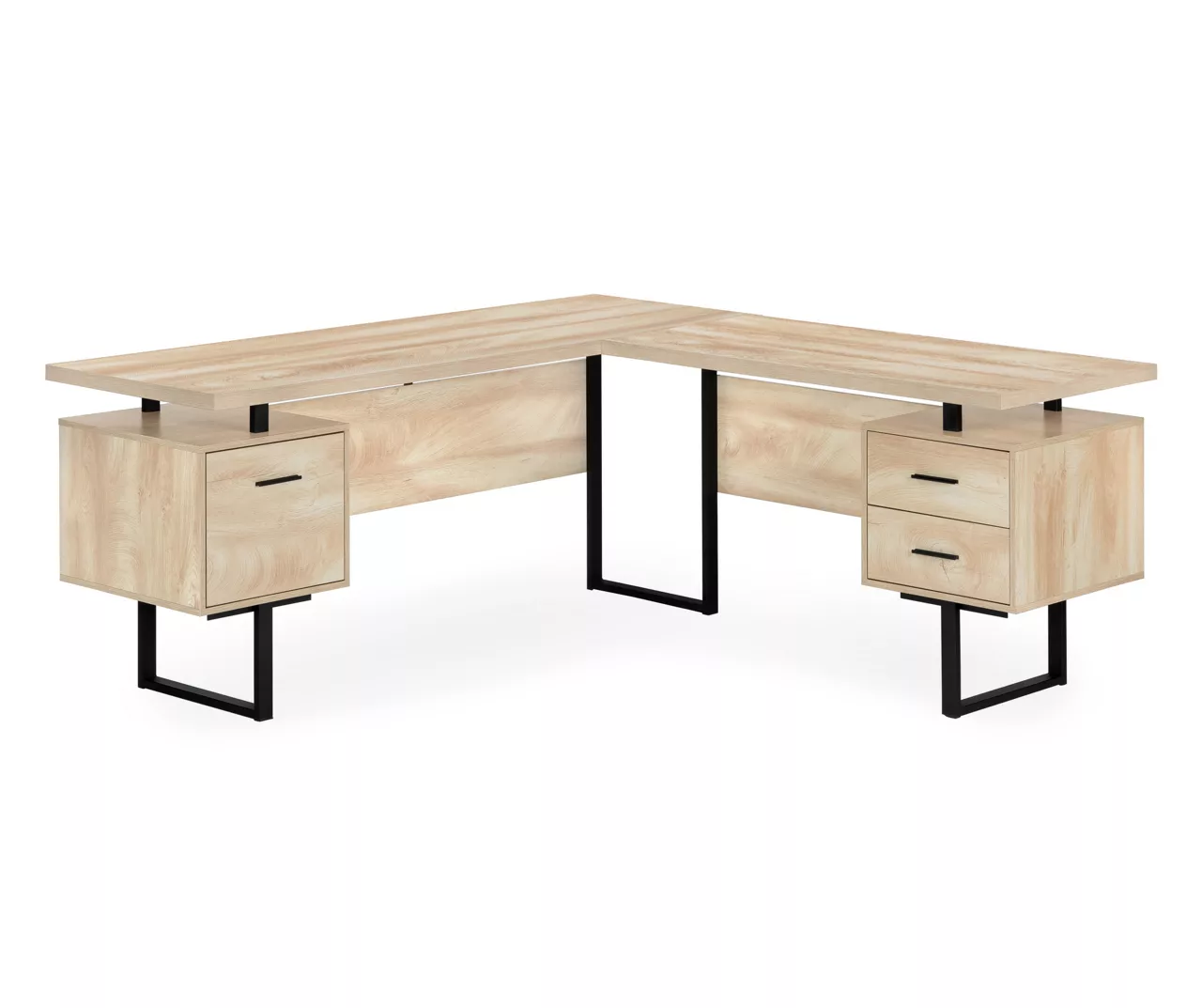 Natural Wood Look 3-Drawer L-Shaped Corner Comptuer Desk 1 Natural Wood Look 3-Drawer L-Shaped Corner Comptuer Desk