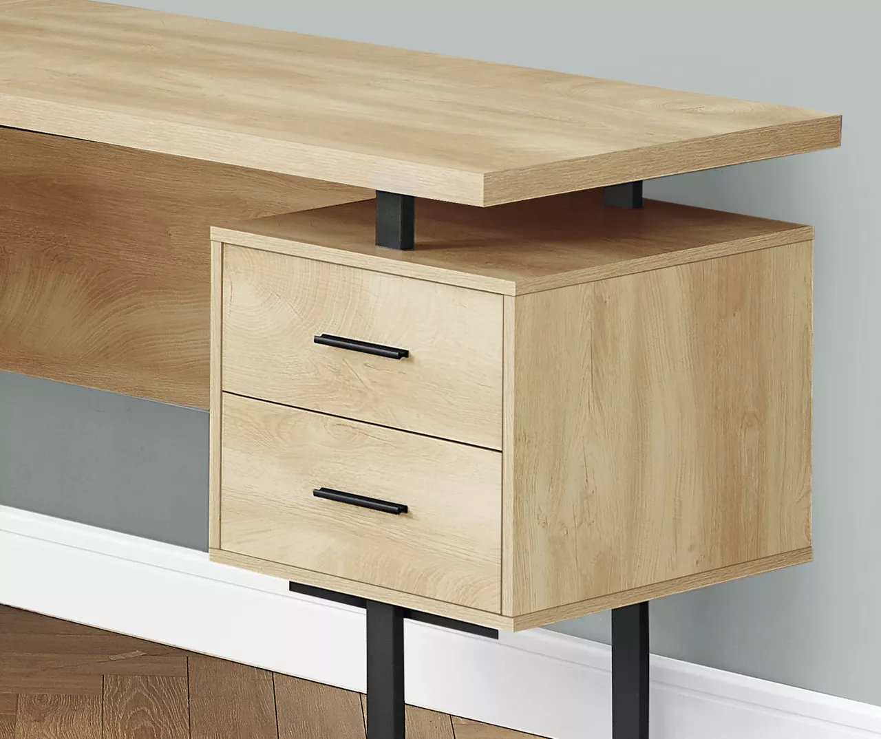 Natural Wood Look 3-Drawer L-Shaped Corner Comptuer Desk 4 Natural Wood Look 3-Drawer L-Shaped Corner Comptuer Desk - Image 4