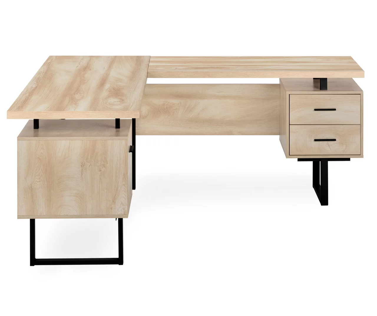 Natural Wood Look 3-Drawer L-Shaped Corner Comptuer Desk 5 Natural Wood Look 3-Drawer L-Shaped Corner Comptuer Desk - Image 5