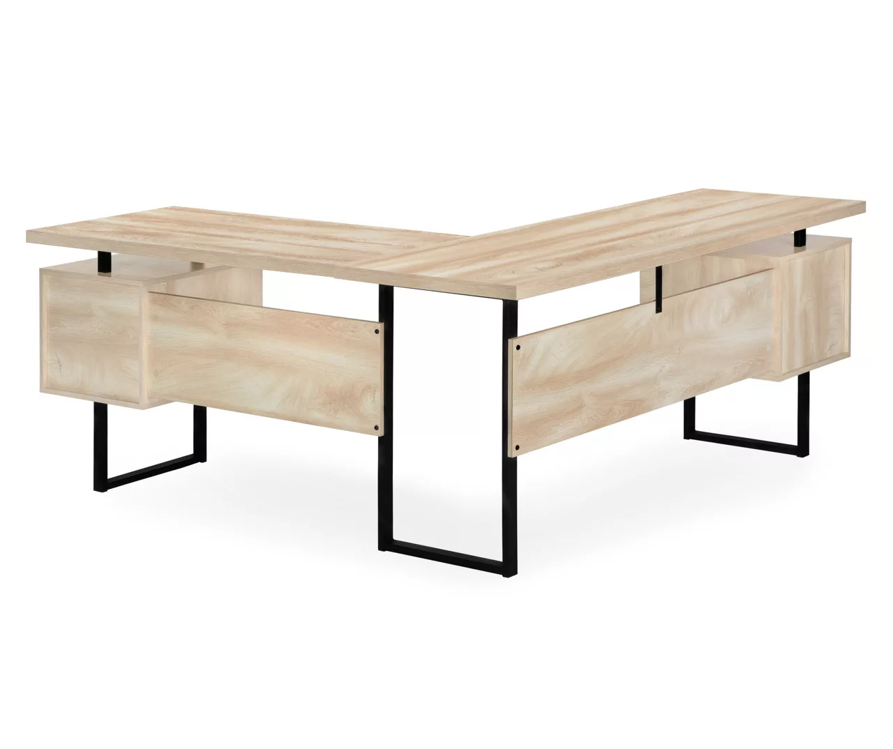 Natural Wood Look 3-Drawer L-Shaped Corner Comptuer Desk 6 Natural Wood Look 3-Drawer L-Shaped Corner Comptuer Desk - Image 6