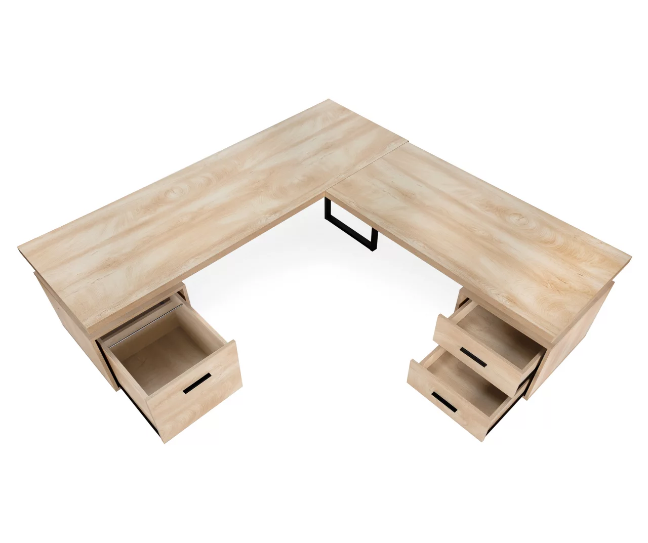 Natural Wood Look 3-Drawer L-Shaped Corner Comptuer Desk 7 Natural Wood Look 3-Drawer L-Shaped Corner Comptuer Desk - Image 7