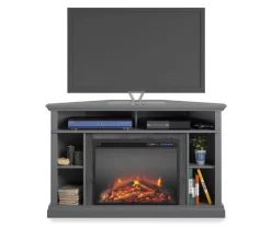 Flaxton Graphite Gray Electric Corner Fireplace Console -Chic Furniture Shop 810538183 2