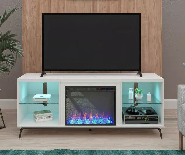 Newland White Electric Fireplace Console 3 Newland White Electric Fireplace Console - Image 3