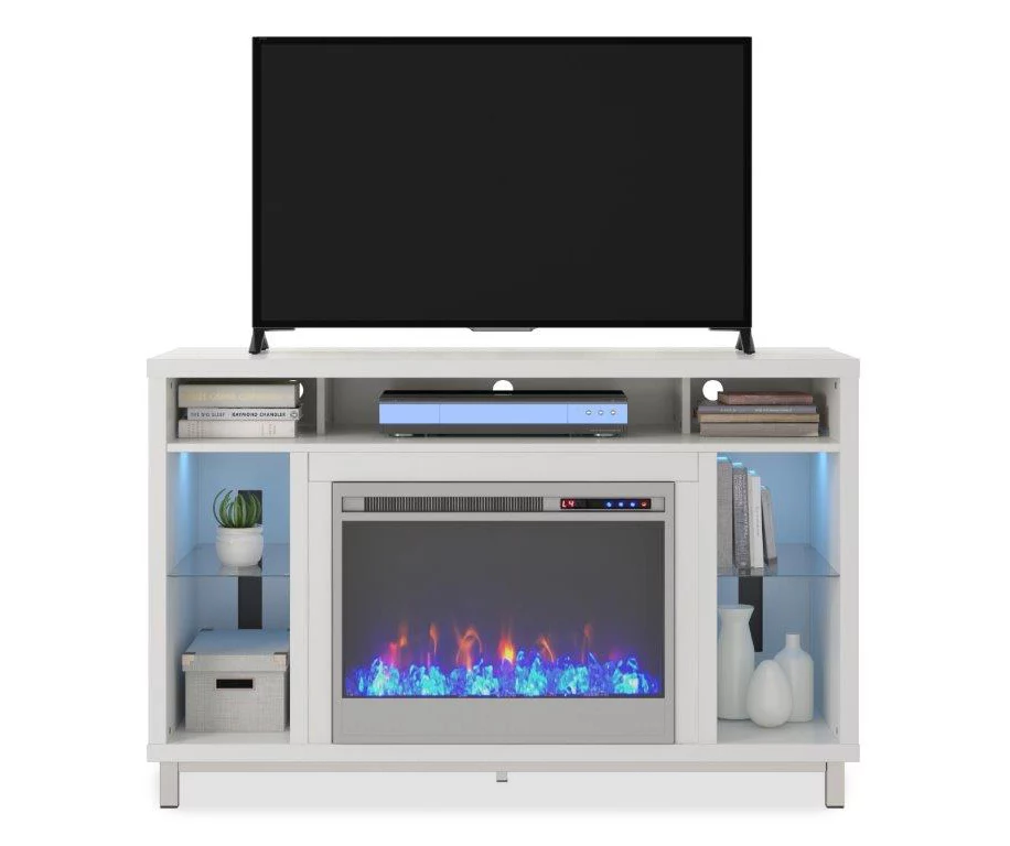 48" Intrepid White Electric Fireplace Console 2 48" Intrepid White Electric Fireplace Console - Image 2