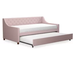Her Majesty Light Pink Linen Daybed & Trundle -Chic Furniture Shop 810538395 4