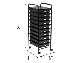 Black Metal 10-Drawer Rolling Storage Cart -Chic Furniture Shop 810539916 5